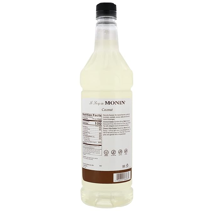 Monin - Coconut Syrup, Sweet and Rich, Great for Cocktails and Smoothies, Gluten-Free, Vegan, Non-GMO (1 Liter)