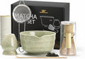 Matcha Whisk Set – 7-Piece Matcha Kit with Spouted Bowl, Bamboo Whisk & Holder, Scoop, Strainer & Spoon – Complete Japanese Tea Set for Beginners, Gifting & Ceremony – Gift Box Included