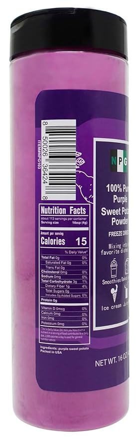 NPG 100% Pure Purple Sweet Potato Powder (Purple Yam Ube) 16 Ounces, All Natural Purple Dry Food Coloring Powder for Baking, Smoothies, Pasta, Tortillas, Vegan Gluten Free Non-GMO