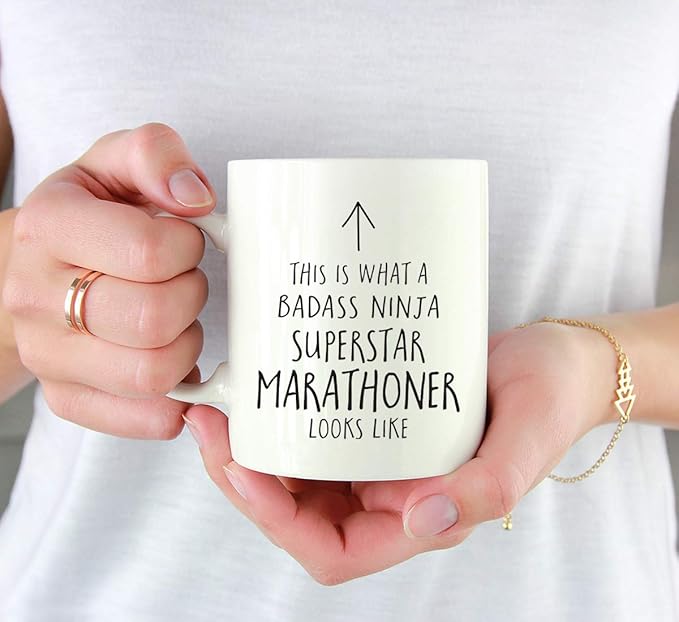 Andaz Press Funny 11oz. Ceramic Coffee Tea Mug Gift, This is What a Badass Ninja Superstar Marathoner Looks Like, 1-Pack
