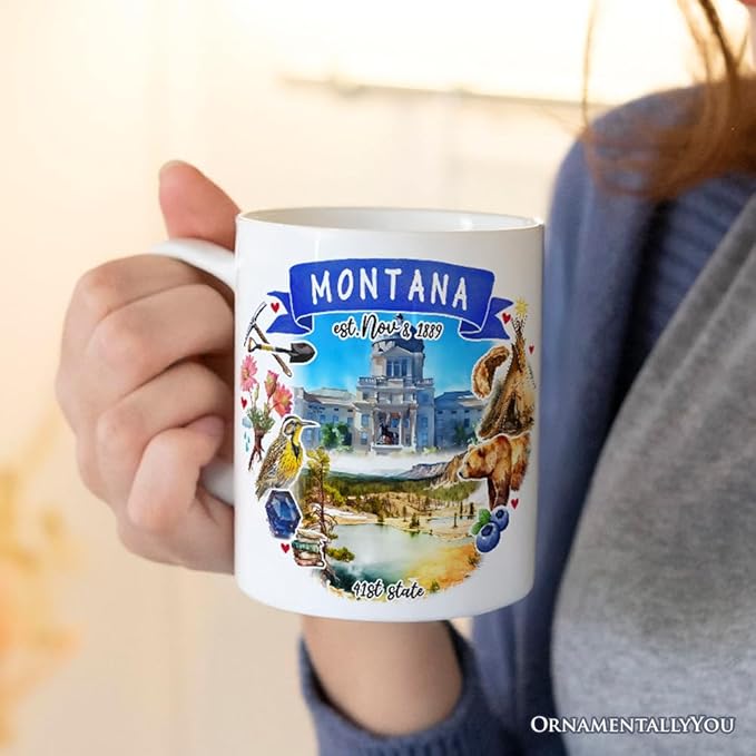 OrnamentallyYou Artistic Montana State Themes and Landmarks Mug