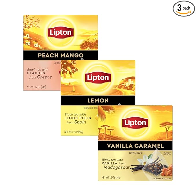 Lipton Peach Mango, Vanilla Caramel, & Lemon Black Tea 20 CT (1ea) (Variety Pack)