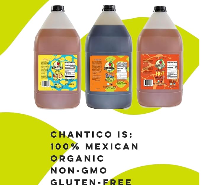 Chantico Agave Sweetener (Raw Agave, 12.3 LB) Organic Natural Sugar Substitute with a Premium Food Taste - Stevia Alternative That Can Be Used For Baking
