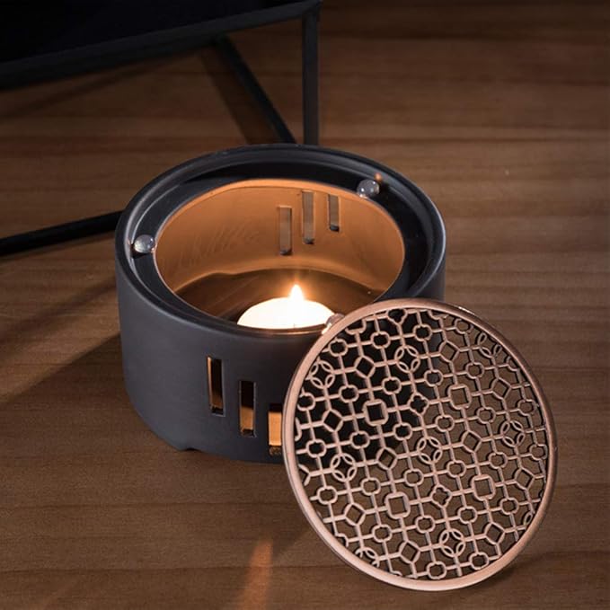 Cabilock Ceramic Tea Warmer with Candle Stand and Mat 4.5 Inch Compact Teapot Heater for Home Cafe Milk Warmer and Office Use