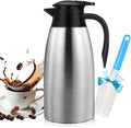 68OZ Thermal Coffee Carafes for Keeping Hot, 2 Liter Stainless Steel Thermal Carafe, Double Wall Vacuum Insulated Pitcher Tea Pot for Coffee Tea Keep Hot 12 Hours, Silver