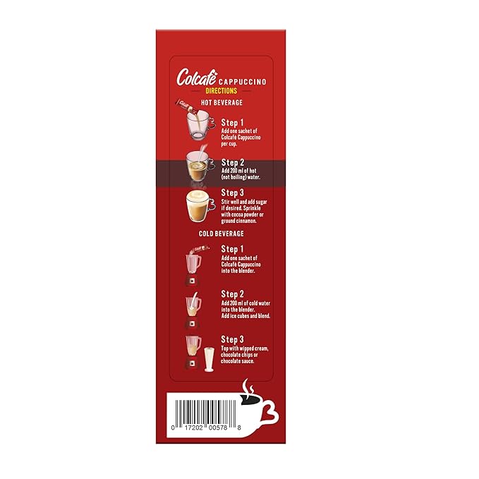 Colcafe Instant Classic Cappuccino, 6 sticks per pack, Pack of 2