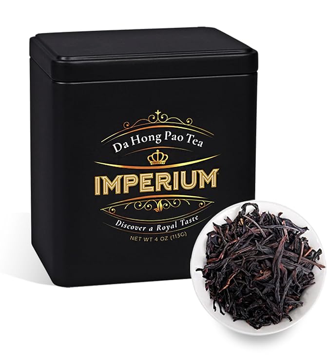 Imperium Da Hong Pao Loose Leaf Oolong Tea (4oz), Premium Hand-Picked Wuyi Mountain Rock Tea, Brews 100 Cups, Big Red Robe, Naturally Smooth and Rich, Harmonious Flavor and Sweet Aroma