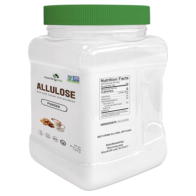 Morning Pep Allulose Sweetener 4 lb – Zero Calorie Sugar Alternative, 100% Pure, No Erythritol, Non-GMO Project Verified, Keto Certified, OU Kosher, No Fillers, Ideal for Baking and Beverages