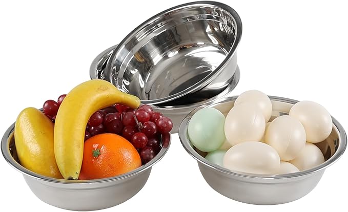 4-Pack Stainless Steel Mixing Bowls, Metal Nesting Bowls
