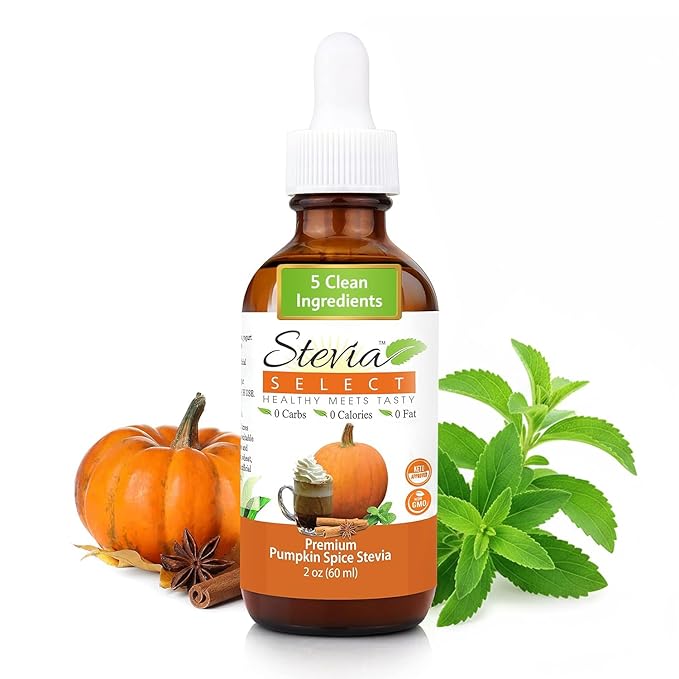 Stevia Select Pumpkin Spice Flavored Liquid Stevia – Zero Calorie Coffee, Tea, Drink & Baking Sweetener, All-Natural, No Erythritol, Keto-Friendly Sugar Alternative, 300 Servings – 2 Oz (1 Pack)