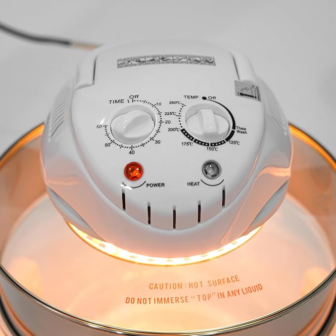 17L/17.96Qt Glass Air Fryer Turbo Air Fryer Mechanical Turbo with 360°Clear Glass View Halogen Oven Temperature Control Range 32-482℉1400W Convection Oven for Home and Restaurant Cooking