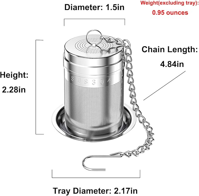 18/8 Stainless Steel Tea Infuser, Extra Fine Mesh Tea Infusers for Loose Tea, Tea Strainer Steeper Filter for Brew Tea, Spices & Seasonings (1)