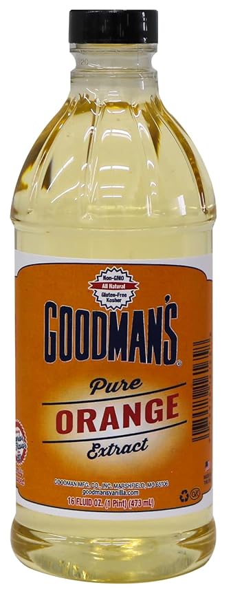 Goodman's Pure Orange Extract - Gluten-Free, Non-GMO, Kosher, Natural, Low Carb & Low Calorie, No Artificial Color, No Animal Products, No Sugar - Zesty Fresh Flavor for Baking & Cooking - 1 Pint
