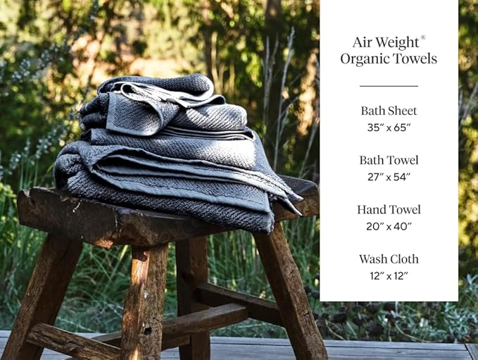 Coyuchi Air Weight Organic Towels, Hand Towel - Fog (20" x 40")