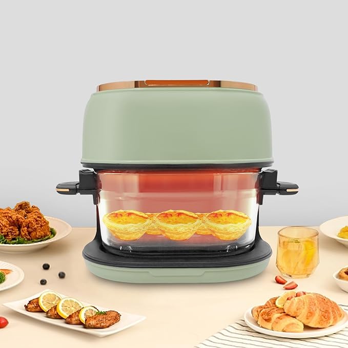 4.2 Qt Glass Air Fryer, 176-374 ℉ Precise Heat, 1350W Touch Control with Clear Glass, 120 Min Timer for Home, Kitchen, RV, Dorm | Auto Shut-Off & Easy Clean