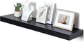 48 Inch Black Floating Shelf | 12 Inch Deep Floating Shelves Set of 1 | 48" D x 12" D Rustic Wood Shelves for Wall | Deep Black Shelves for Living Room Bathroom Laundry Room Kitchen