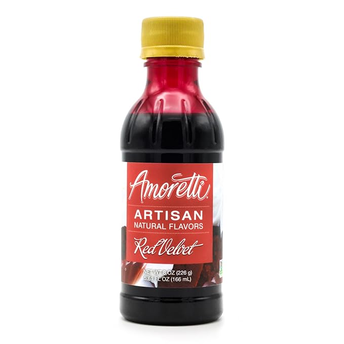 Amoretti - Natural Red Velvet Artisan Flavor Paste, 8 oz, Perfect For Ice Cream, Beverages, Cakes, and more, Preservative Free, Vegan, Gluten Free, No Artificial Sweeteners, Highly Concentrated
