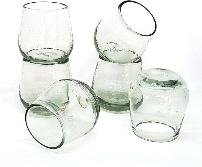 Clear 6 oz Roly Poly Glasses (set of 6), Recycled Glass, Lead-free, Toxin-Free (6 oz Roly Poly)