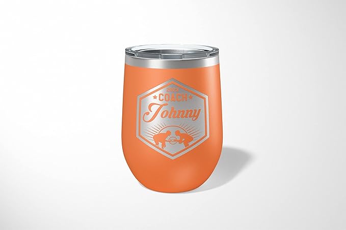 Wrestling Coach gifts, Tumbler, Coach tumbler, Wrestling gifts, Coach Beer glass, Coach gift, Wrestling Coach, Coach gifts, Wrestling Coach (Wrestling Hexagon, Orange, 12oz Wine Tumbler)