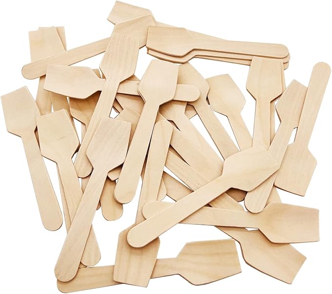 Mini Wooden Spoons, 200 Pcs 4 Inch Disposable Wooden Dessert Spoons, Biodegradable Compostable Birchwood