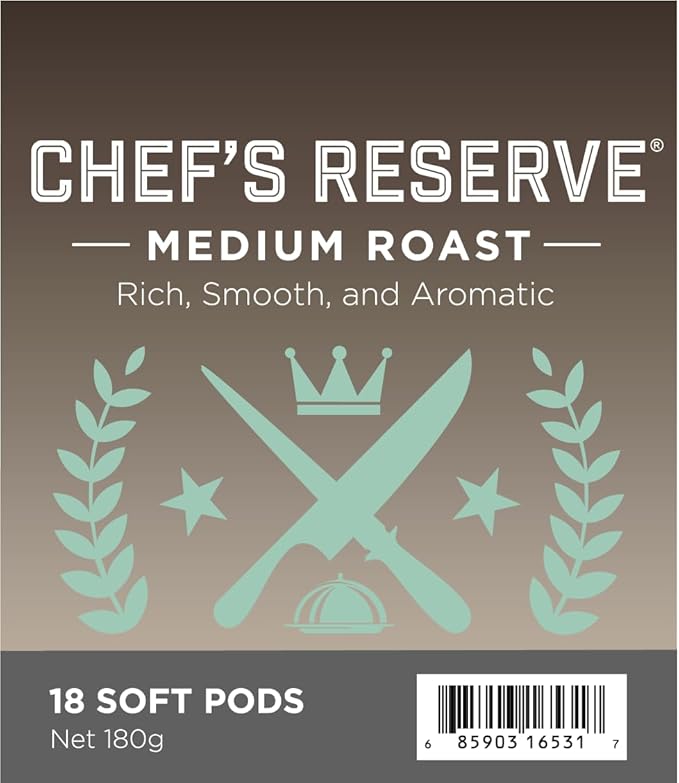 Wolfgang Puck Coffee, Chef's Reserve, 9.5 Gram Soft Pods, 18 Count (Pack of 6)