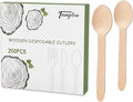 200PCS Wooden Spoons for Eating - 6.3" Bamboo Spoon Bulk, Compostable Spoons for Coffee & Hot chocolate, Biodegradable Disposable Spoon for Weddings, Parties, Catering and Craft Projects