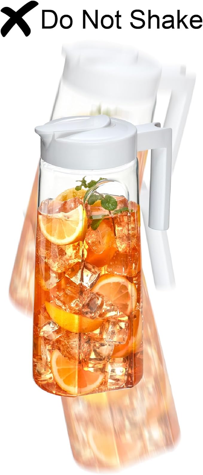 Amazing Abby - Slim - 2-Pack Tritan Pitcher (64 oz), Unbreakable Plastic Water Pitcher with Lid, BPA-Free, Heat-Resistant, Dishwasher-Safe, Great for Both Iced and Hot Drinks, White