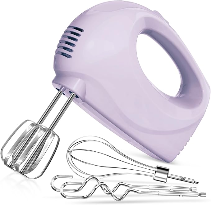 Handmixer Electric Handheld - 5 Speed Portable Kitchen Mixer Electric with 5 Stainless Steel Accessories Whisk, Food Beater for Whipping Mixing Cookies(Violet)