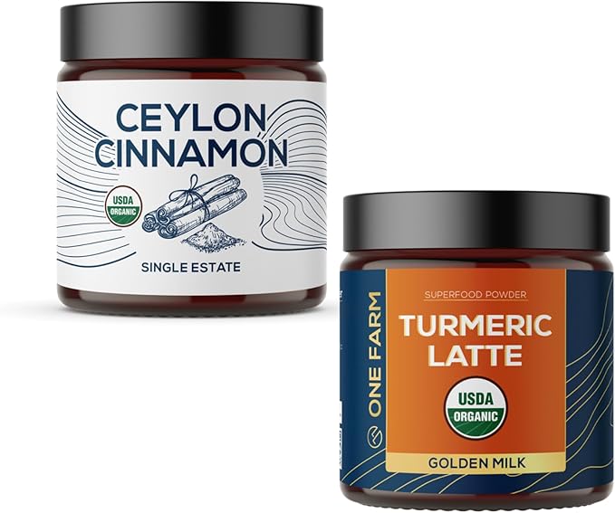 Organic Ceylon Cinnamon & Turmeric Latte Powder – USDA Organic, Fair-Trade, Non-GMO, with Ashwagandha, Lion’s Mane, Ginger – Perfect for Cooking, Golden Milk, Smoothies & Tea