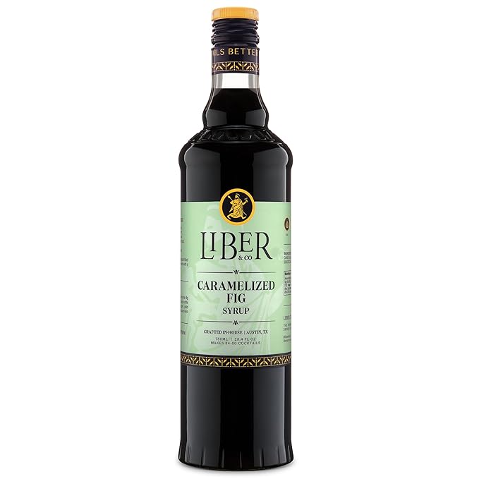Liber & Co. Caramelized Fig Syrup - Made with California Mission & Calimyrna Figs - Perfect for Old Fashioneds, Manhattans & Aged Spirit Cocktails - Makes 50 Drinks - Craft Cocktail Mixer (25.4 oz)