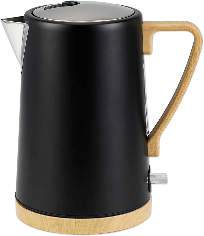 1.7L 1500W Wide Mouth Electric Kettle - Stainless Steel Interior - Rapid-Boil - Auto Shut-Off, Boil-Dry Protection, Cool-Touch, LED Indicator - Black by The Display Guys