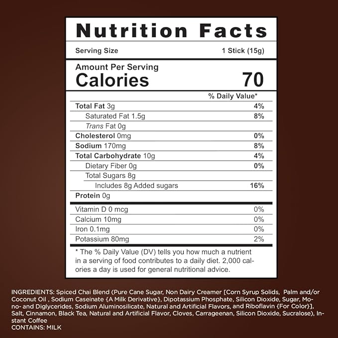 Maud's Espresso Chai Tea Latte Instant Packets, 16 ct, 100% Gourmet Blended Tea Leaves, Instant Hot or Iced Latte - Just add water