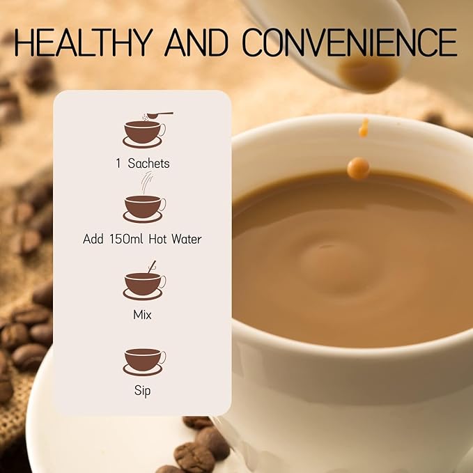 7 in 1 Mushroom Coffee Mix, Instant Latte Coffee Blend Nootropic Cafe Complex with Reishi, Lion’s Mane, Chaga, Turkey Tail, Maitake, Cordyceps for Energy Focus Immune Boost (10 Servings)