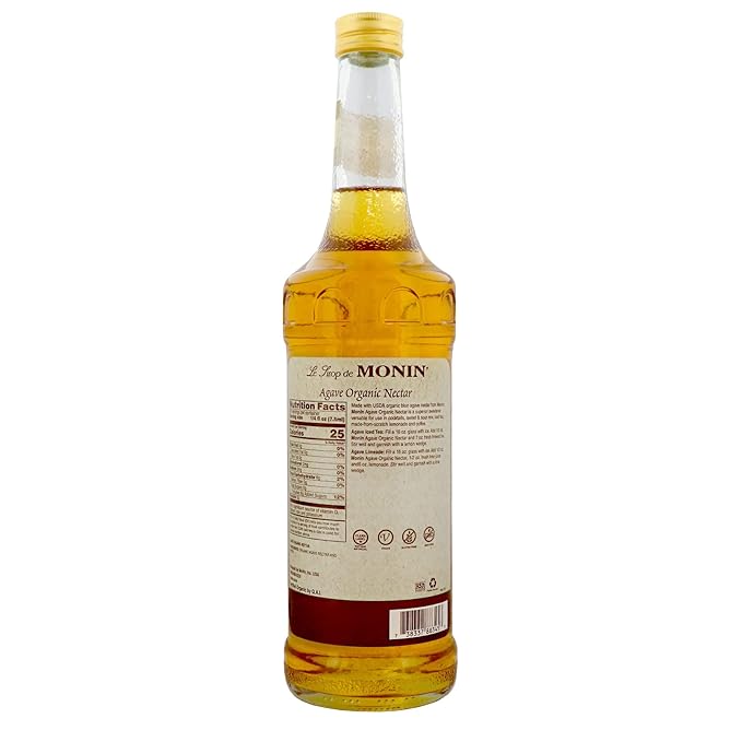 Monin - Organic Agave Syrup, Sweet and Full Flavor, Great for Any Beverage, Gluten-Free, Non-GMO (750 ml)