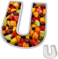 Hard Plastic Reusable Fillable Letters Numbers Serving Trays for Party Decoration (U, White)