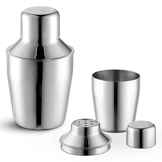 OCS Parts 3-Piece Stainless Steel Cocktail Shaker | 6-Ounce | Makes Perfect Mixed Drinks, Cocktails, and Coffees