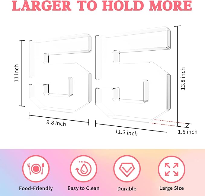 13.8" Acrylic Number Charcuterie Tray, Fillable Number Charcuterie Box for Food, Reusable Serving Cake Candy Dish Display Tray for Birthday Anniversary Party Decoration (Square Number 5)