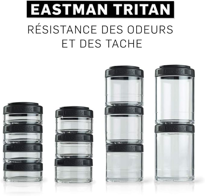BlenderBottle GoStak Twist n' Lock Storage Jars, 150cc 2-Pak, Black