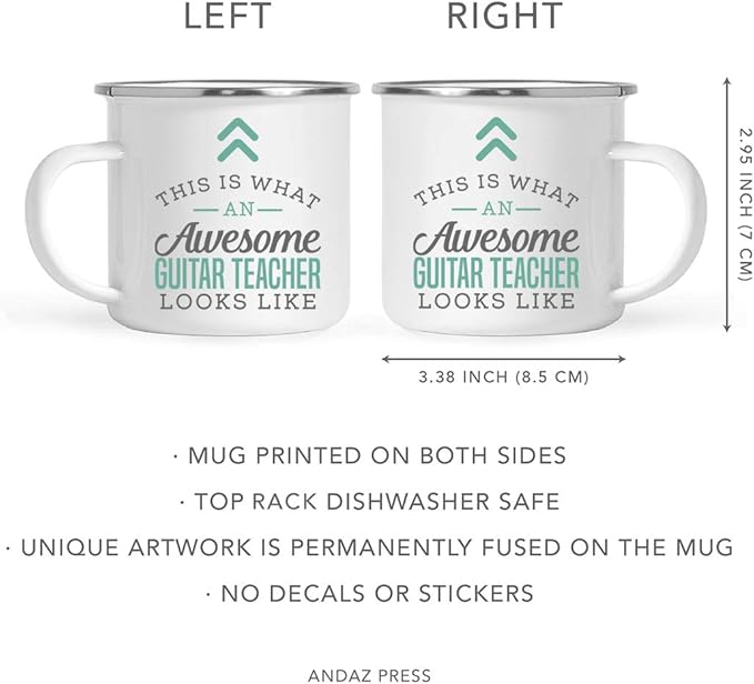 Andaz Press 11oz. Stainless Steel Campfire Coffee Mug Gift, This is What an Awesome Guitar Teacher Looks Like, 1-Pack, Birthday Gift Ideas Coworker Him Her, Includes Gift Box