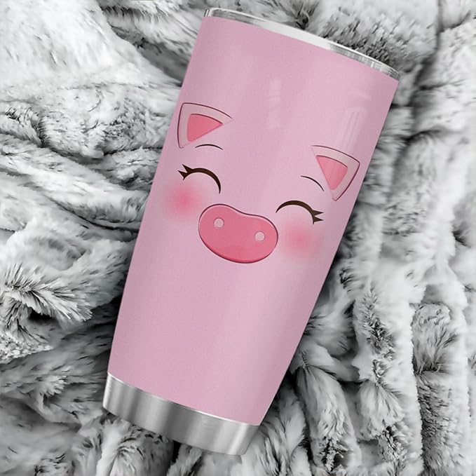 winorax Pig Tumbler for Pigs Face Tumblers Cup with Lid 20oz Travel Mugs Funny Gifts for Pig Animal Lovers Kids Women Girls Farmgirl Birthday Christmas Xmas Presents
