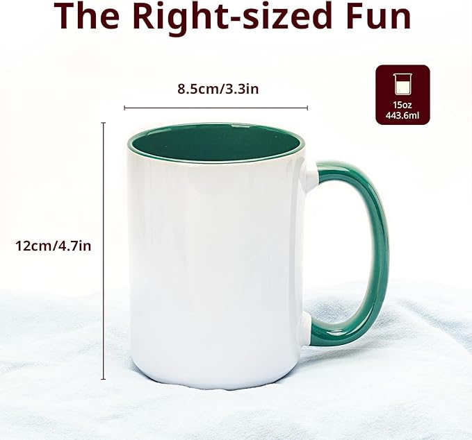 Ceramic 15oz Sublimation Coffee Mug, Hunter Green, Case of 24