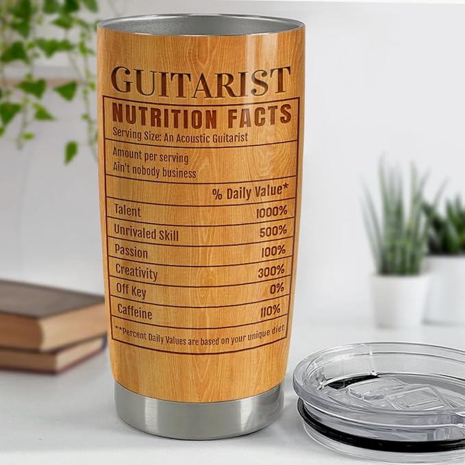 SANDJEST Guitar Tumbler Cup 20oz Insulated Stainless Steel Tumblers Coffee Travel Mug Gift for Musician Players Guitar Lovers