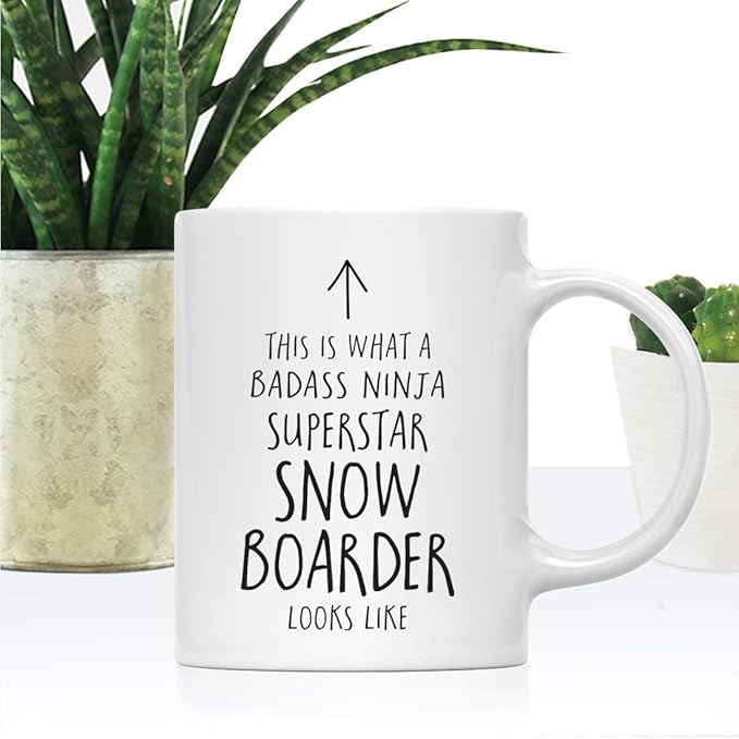 Andaz Press Funny 11oz. Ceramic Coffee Tea Mug Gift, This is What a Badass Ninja Superstar Snowboarder Looks Like, 1-Pack