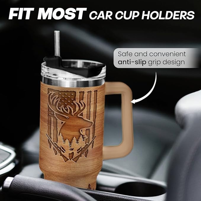 SANDJEST Hunting Tumbler Gift for Men, 40oz Stainless Steel Insulated Coffee Tumbler With Lid & Straw, Travel Cup Gift for Dad Husband, Christmas Birthday Father's Day