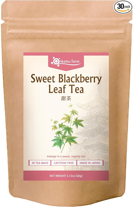 Onkatsu Farm Sweet Blackberry Leaf Premium Japanese Tea Bags, Bold Herbaceous Flavor, Hot or Iced, Caffeine Free, 30 Total Tea Bags