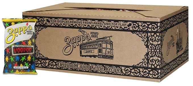 Zappâ€™s New Orleans Kettle-Style Potato Chips, Voodoo Flavor â€“ Crunchy Chips with a Spicy Kick, Great for Lunches or Snacking on the Go, 2 Ounce (Pack of 25)