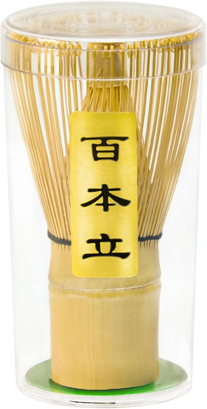 Matcha Whisk, Matcha Bamboo Whisk, Matcha Whisks Set for Matcha Powder Handcrafted Organic Traditional Japanese Chasen, 100-Prong Matchas Stirrer Wisk Mixer Brush for Authentic Tea Preparation