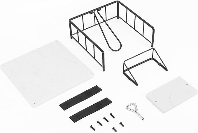Livabber Flat Napkin Holder, Metal Kitchen Napkin Storage with Weighted Tension Arm Rustic Tissue Paper Dispenser for Countertop, Table Kitchen, Dining Room (with Marble Base, Black Napkin Holder Set)