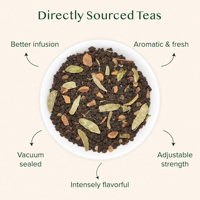 VAHDAM, Double Spice Masala Chai Tea (50+ Cups, 3.53oz) Strong, Robust & Spicy Blend - Black Tea CTC, Cardamom, Cinnamon, Cloves & Black Pepper | Pure Unblended Loose Leaf Tea | Vacuum Sealed