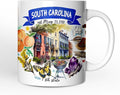 OrnamentallyYou State Travel Landmark Mugs – 12 oz Ceramic Coffee Cups, U.S. Souvenir Gift for Tourists (Artistic South Carolina State Themes and Landmarks Mug)